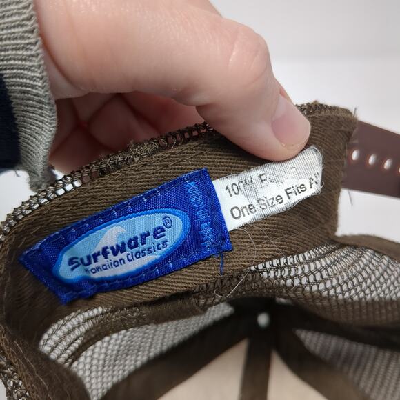 Surfware Hawaiian Classics snapback Trucker Hat Brown On Adjustable Mesh Back - Picture 9 of 9